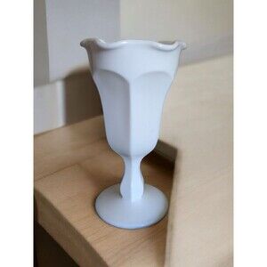 Milk Glass Tulip Parfait Sundae Water Goblet Stemware Vintage Vase Decor Table